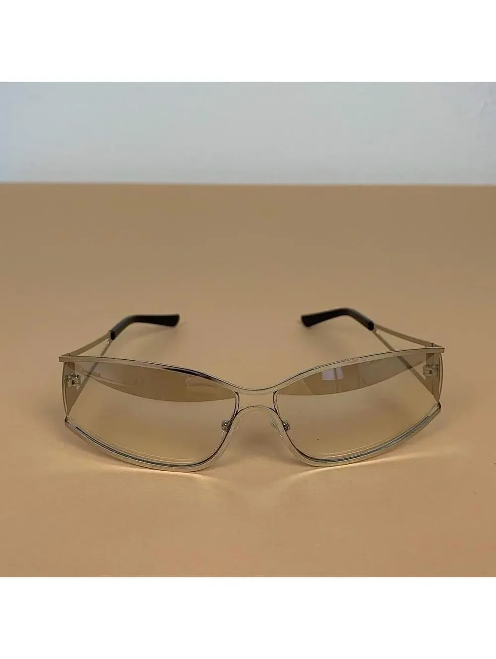 Vintage y2k 2000s classy clear chrome trim sunglasses. Chrome trim clear lenses